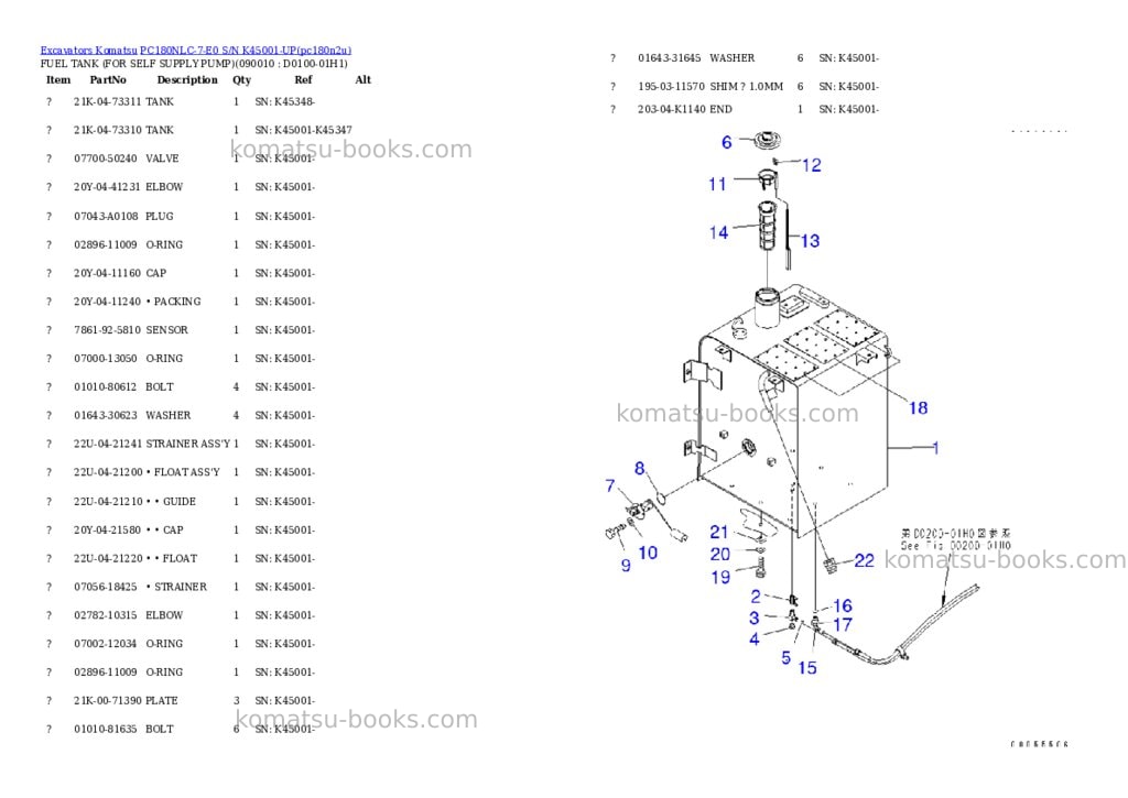 Komatsu pc180nlc-7-e0 s/n k45001-up Parts catalog cover Page 9