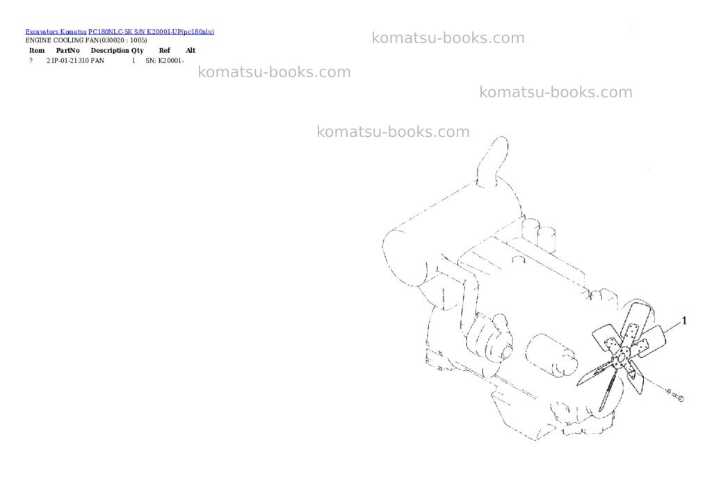 Komatsu pc180nlc-5k s/n k20001-up Parts catalog cover Komatsu pc180nlc-5k s/n k20001-up Parts catalog cover