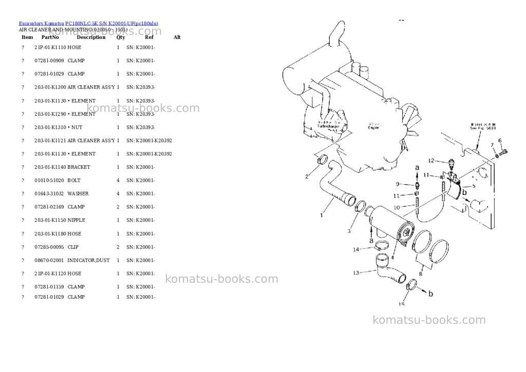 Komatsu pc180nlc-5k s/n k20001-up Parts catalog cover Page 4 Komatsu pc180nlc-5k s/n k20001-up Parts catalog cover Page 4