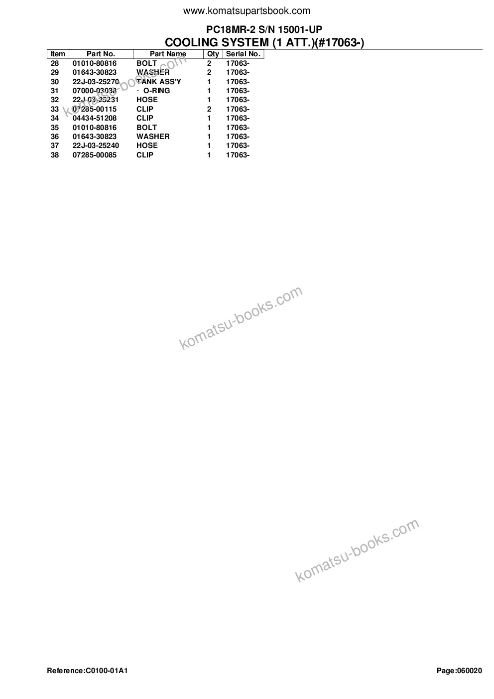 Komatsu PC18MR-2 S/N 15001-UP Parts catalog cover Page 10 Komatsu PC18MR-2 S/N 15001-UP Parts catalog cover Page 10
