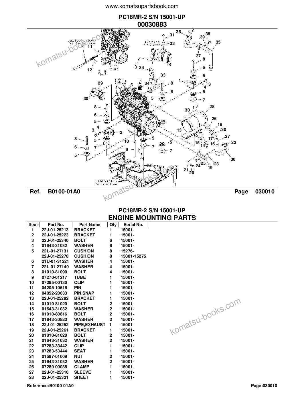 Komatsu PC18MR-2 S/N 15001-UP Parts catalog cover Page 3 Komatsu PC18MR-2 S/N 15001-UP Parts catalog cover Page 3