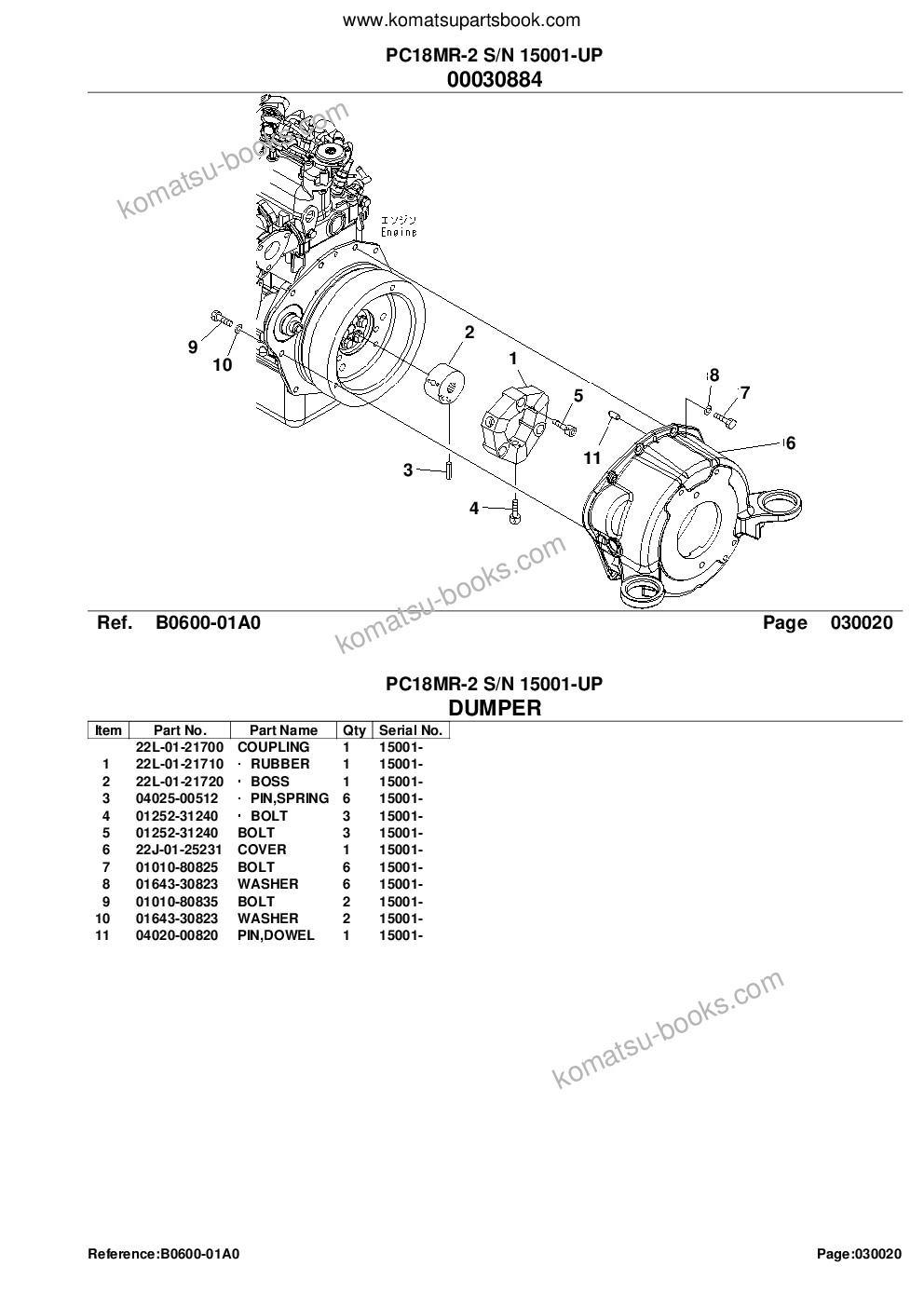 Komatsu PC18MR-2 S/N 15001-UP Parts catalog cover Page 5 Komatsu PC18MR-2 S/N 15001-UP Parts catalog cover Page 5
