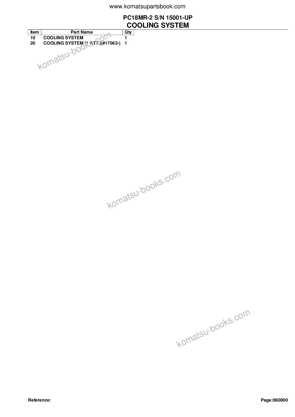 Komatsu PC18MR-2 S/N 15001-UP Parts catalog cover Page 6 Komatsu PC18MR-2 S/N 15001-UP Parts catalog cover Page 6