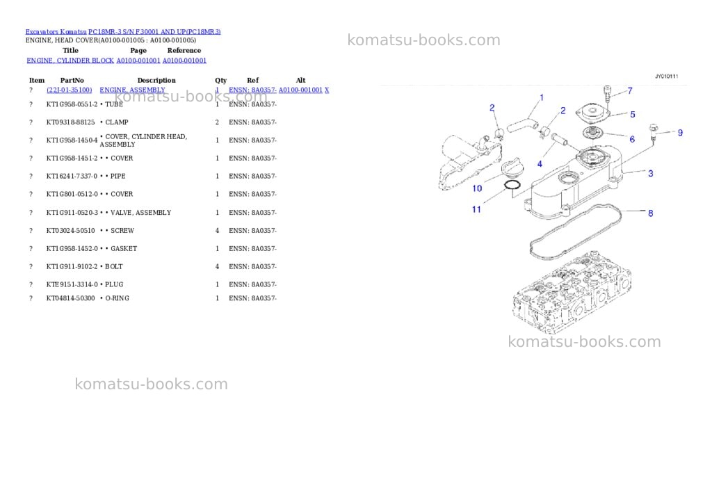 Komatsu pc18mr-3 s/n f30001 and up Parts catalog cover Page 4