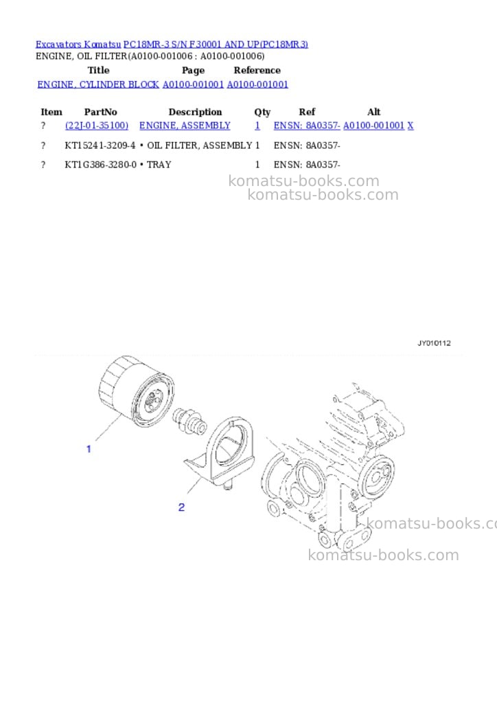 Komatsu pc18mr-3 s/n f30001 and up Parts catalog cover Page 5
