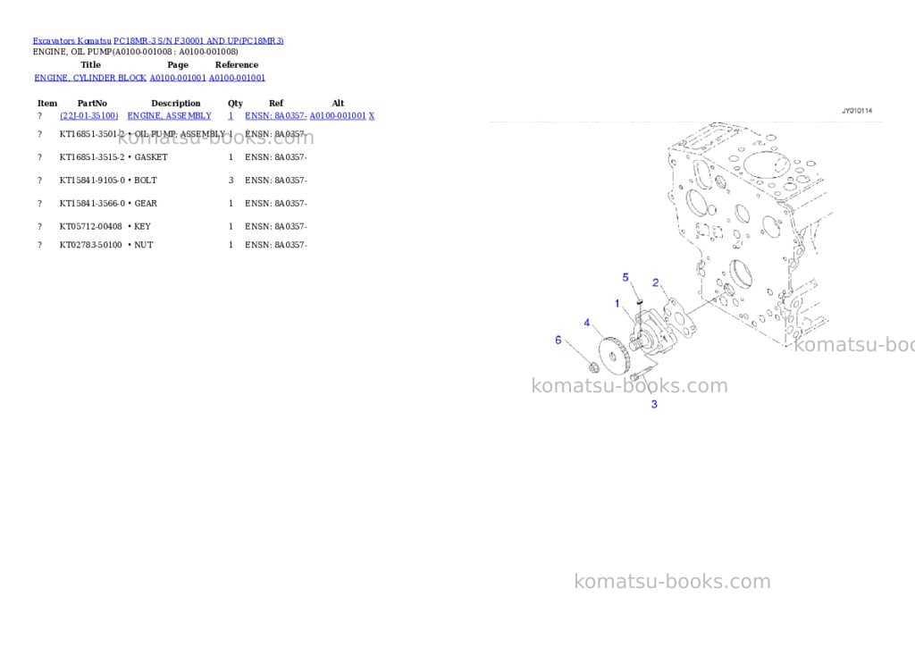 Komatsu pc18mr-3 s/n f30001 and up Parts catalog cover Page 7