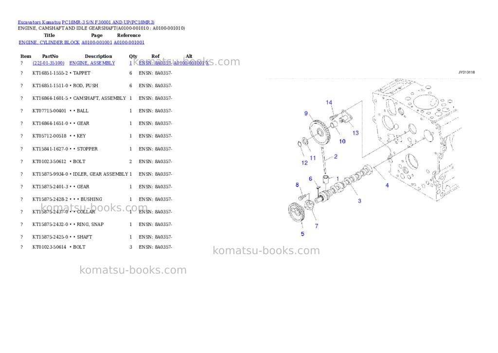 Komatsu pc18mr-3 s/n f30001 and up Parts catalog cover Page 9