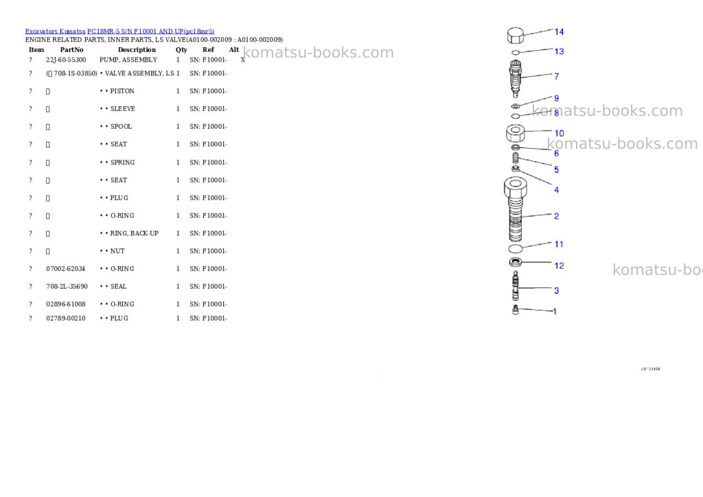 Komatsu PC18MR-5 S/N F10001 AND UP Parts catalog cover Page 8