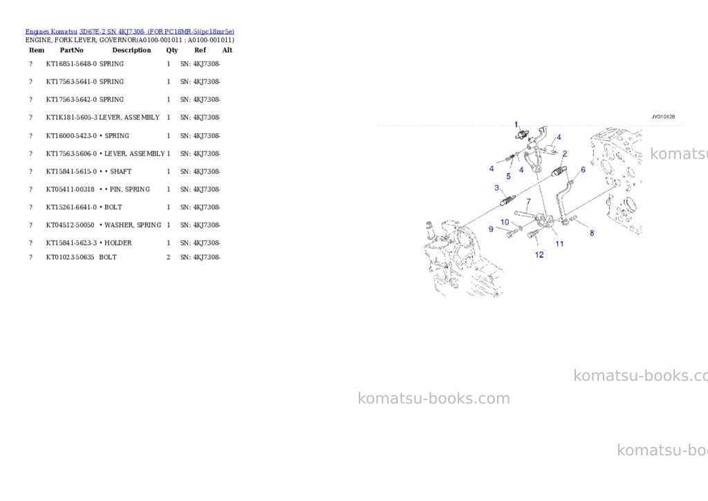 Komatsu 3D67E-2 SN 4KJ7308- (FOR PC18MR-5) Parts catalog cover Page 10 Komatsu 3D67E-2 SN 4KJ7308- (FOR PC18MR-5) Parts catalog cover Page 10