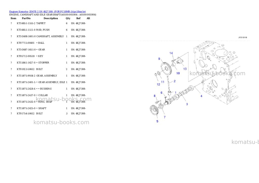 Komatsu 3D67E-2 SN 4KJ7308- (FOR PC18MR-5) Parts catalog cover Page 3 Komatsu 3D67E-2 SN 4KJ7308- (FOR PC18MR-5) Parts catalog cover Page 3