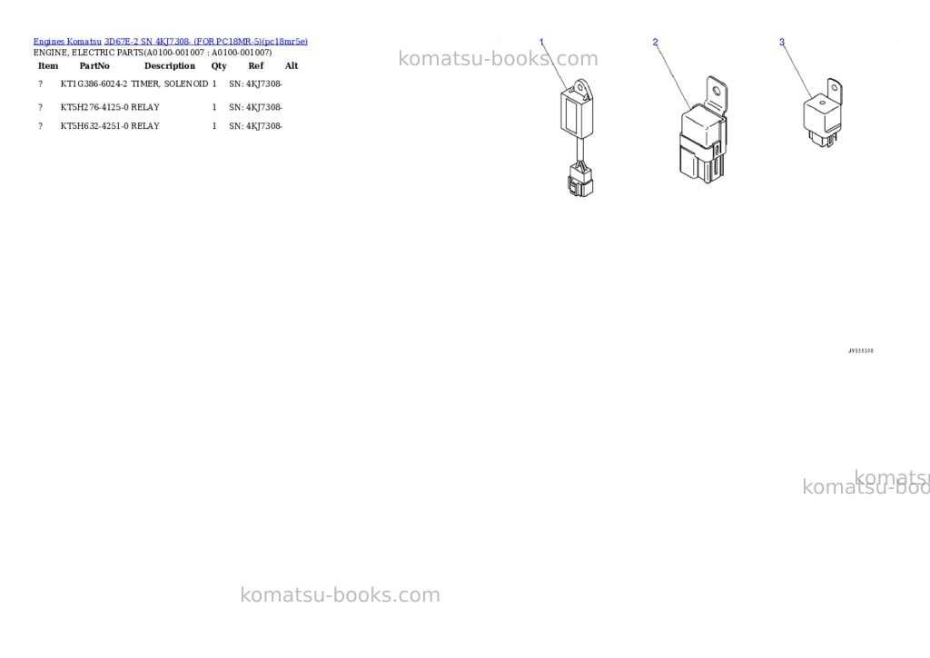 Komatsu 3D67E-2 SN 4KJ7308- (FOR PC18MR-5) Parts catalog cover Page 6 Komatsu 3D67E-2 SN 4KJ7308- (FOR PC18MR-5) Parts catalog cover Page 6