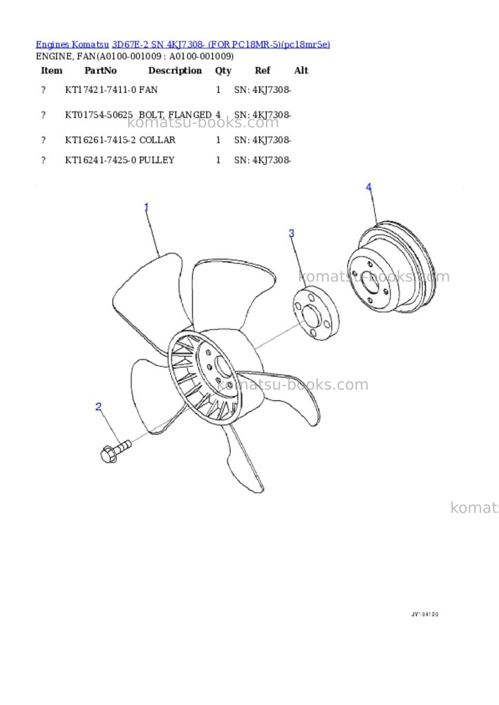 Komatsu 3D67E-2 SN 4KJ7308- (FOR PC18MR-5) Parts catalog cover Page 8 Komatsu 3D67E-2 SN 4KJ7308- (FOR PC18MR-5) Parts catalog cover Page 8