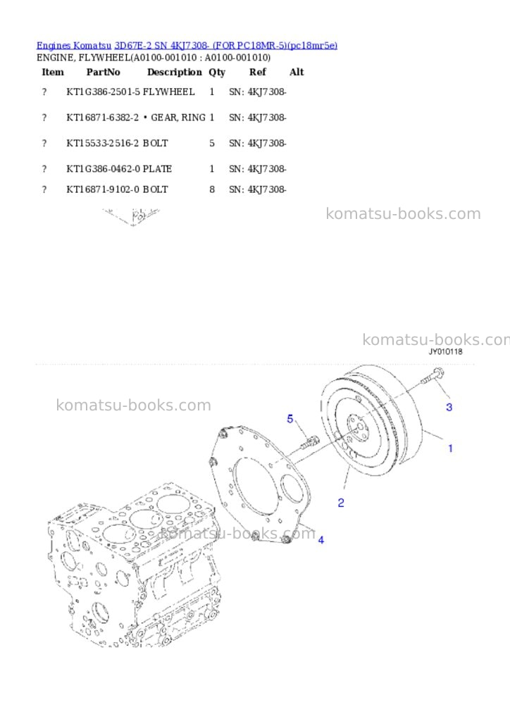 Komatsu 3D67E-2 SN 4KJ7308- (FOR PC18MR-5) Parts catalog cover Page 9 Komatsu 3D67E-2 SN 4KJ7308- (FOR PC18MR-5) Parts catalog cover Page 9