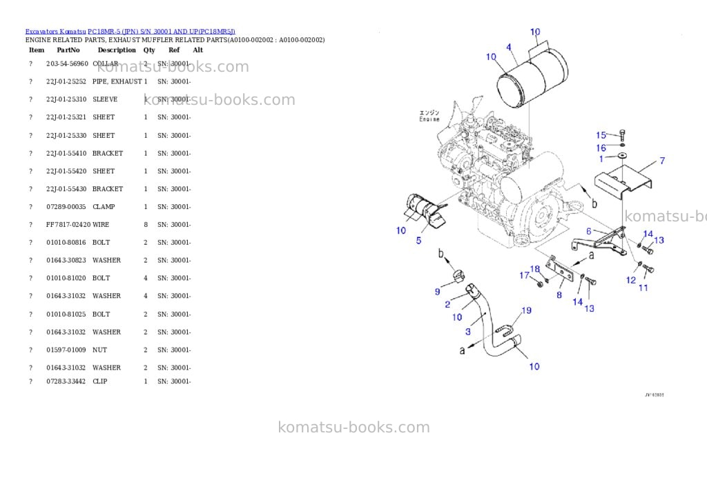Komatsu PC18MR-5 (JPN) S/N 30001 AND UP Parts catalog cover