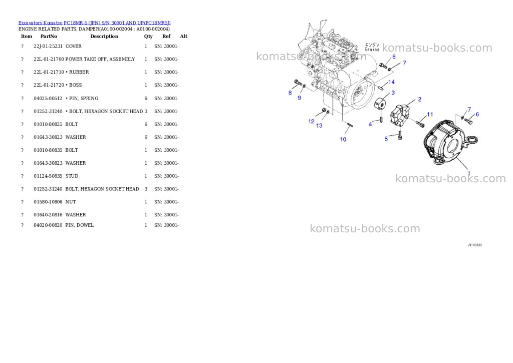 Komatsu PC18MR-5 (JPN) S/N 30001 AND UP Parts catalog cover Page 3