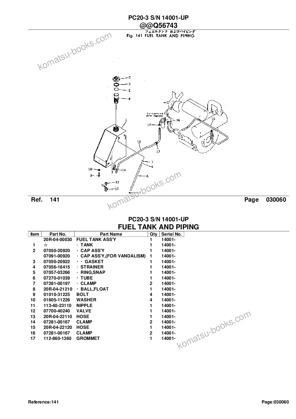 Komatsu pc20-3 s/n 14001-up Parts catalog cover Page 10 Komatsu pc20-3 s/n 14001-up Parts catalog cover Page 10