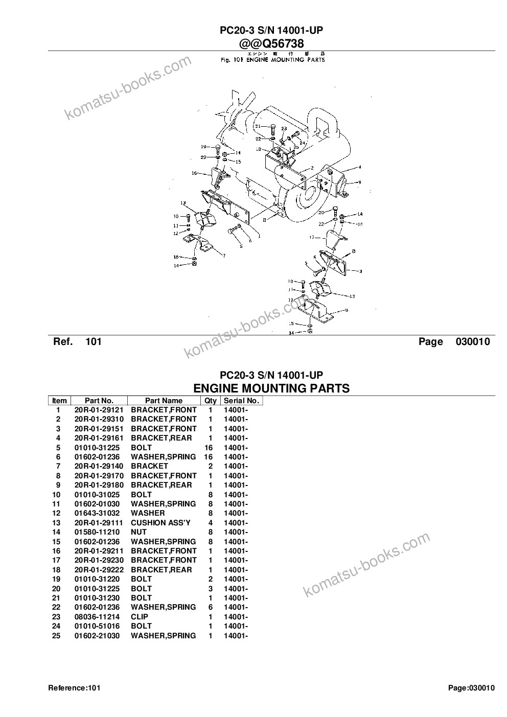 Komatsu pc20-3 s/n 14001-up Parts catalog cover Page 3 Komatsu pc20-3 s/n 14001-up Parts catalog cover Page 3