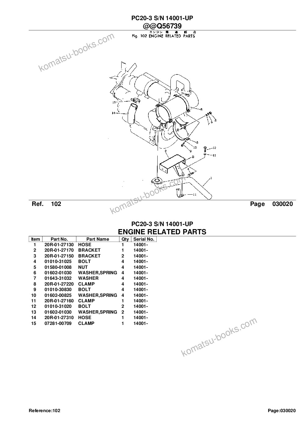 Komatsu pc20-3 s/n 14001-up Parts catalog cover Page 4 Komatsu pc20-3 s/n 14001-up Parts catalog cover Page 4