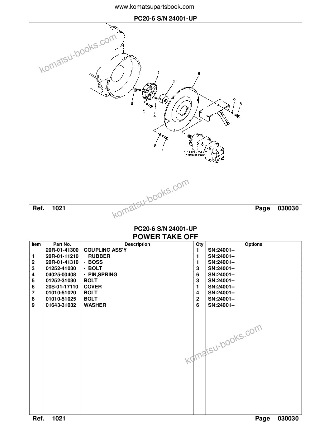 Komatsu pc20-6 s/n 24001-up Catálogo de piezas cover Page 5