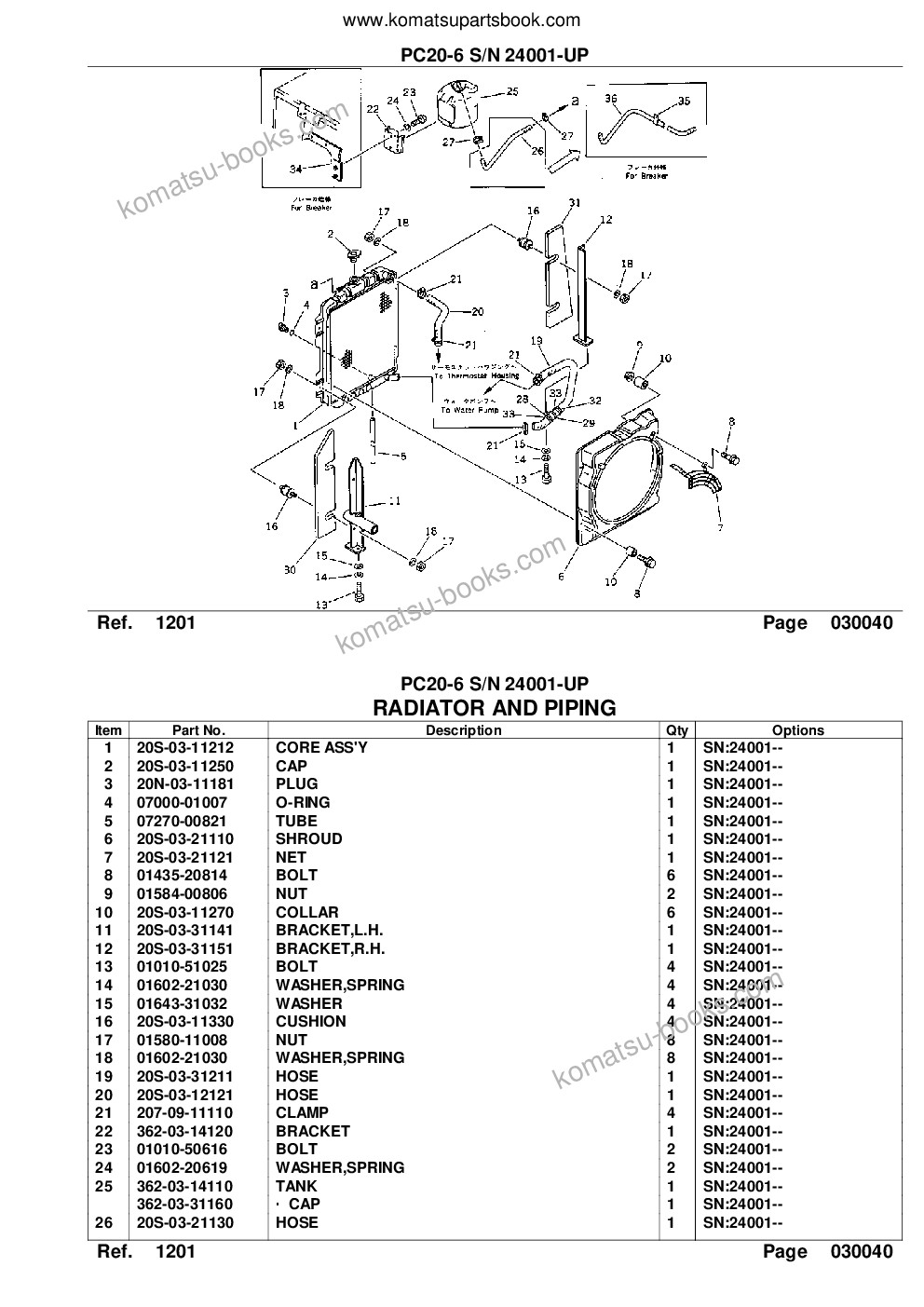 Komatsu pc20-6 s/n 24001-up Catálogo de piezas cover Page 6