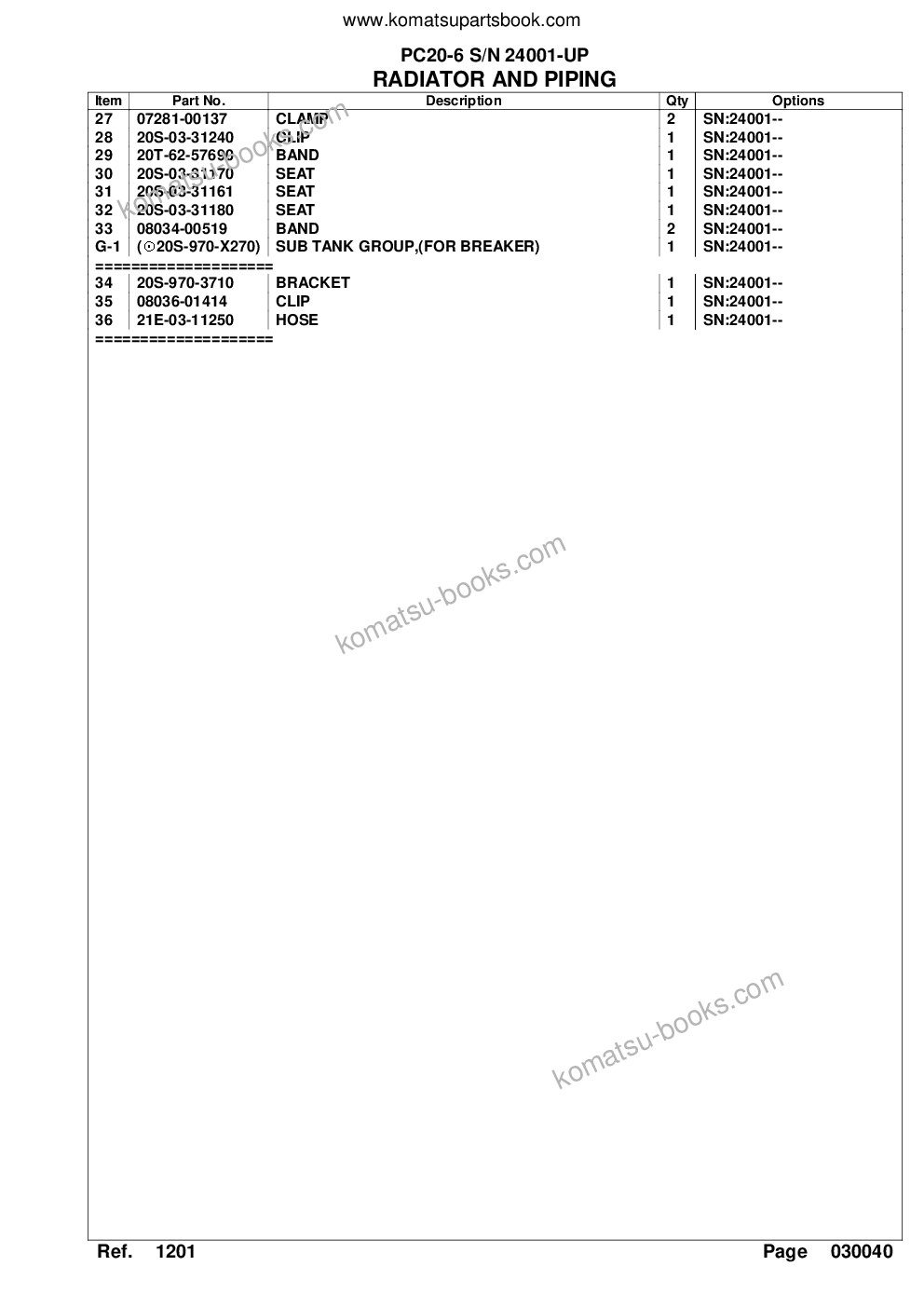 Komatsu pc20-6 s/n 24001-up Catálogo de piezas cover Page 7