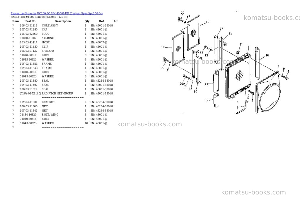 Komatsu pc200-5c s/n 45001-up custom spec. Parts catalog cover Page 3 Komatsu pc200-5c s/n 45001-up custom spec. Parts catalog cover Page 3