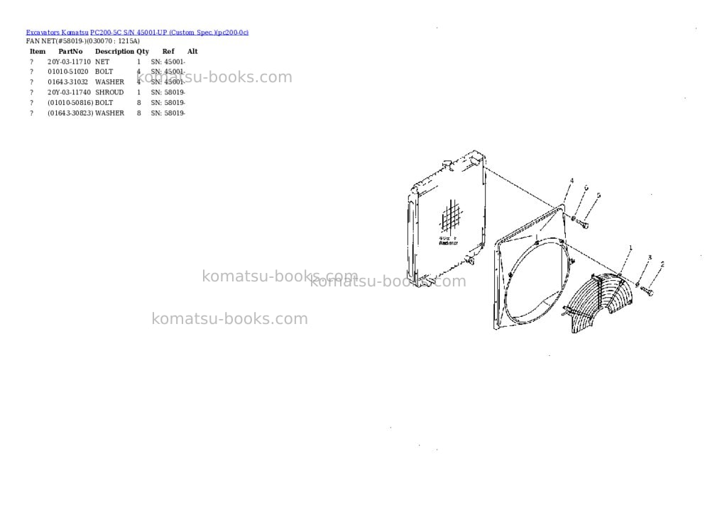 Komatsu pc200-5c s/n 45001-up custom spec. Parts catalog cover Page 6 Komatsu pc200-5c s/n 45001-up custom spec. Parts catalog cover Page 6