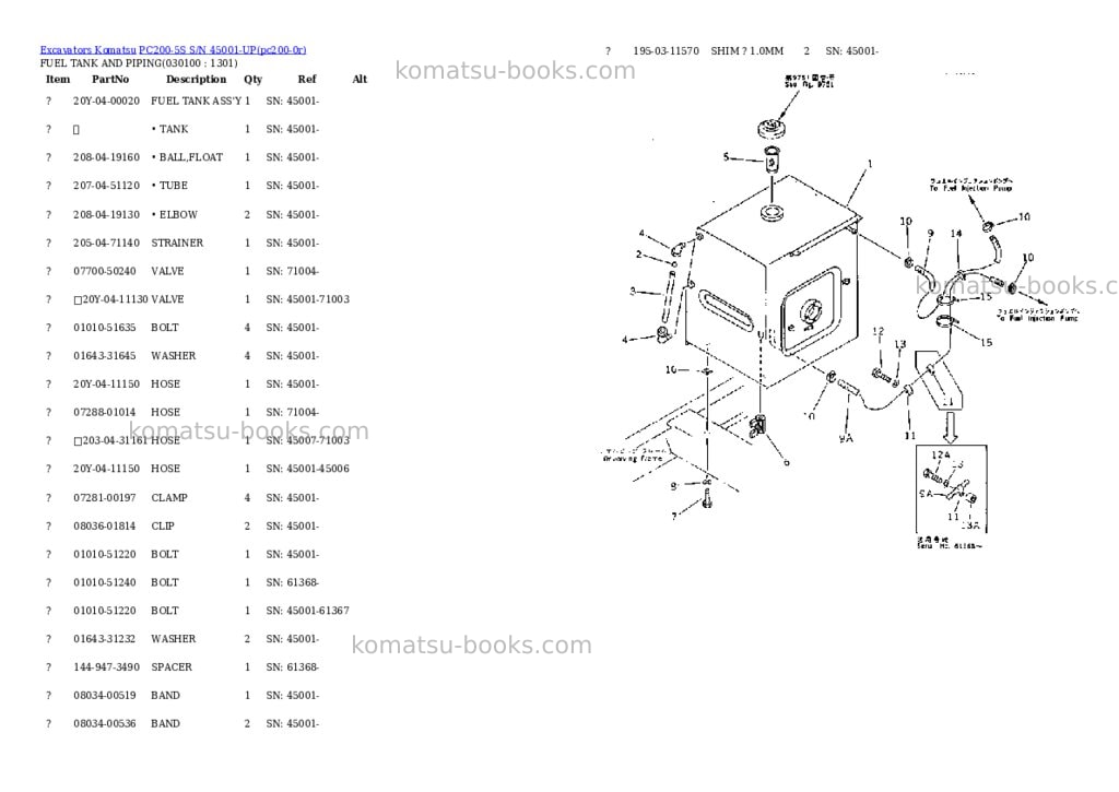 Komatsu pc200-5s s/n 45001-up Parts catalog cover Page 9 Komatsu pc200-5s s/n 45001-up Parts catalog cover Page 9