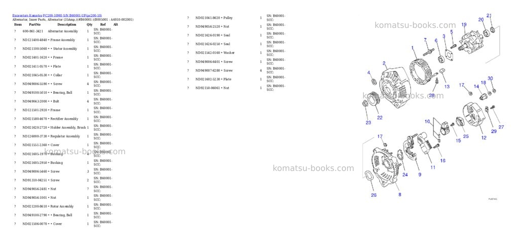 Komatsu PC200-10M0 S/N B60001-UP Parts catalog cover Page 4 Komatsu PC200-10M0 S/N B60001-UP Parts catalog cover Page 4