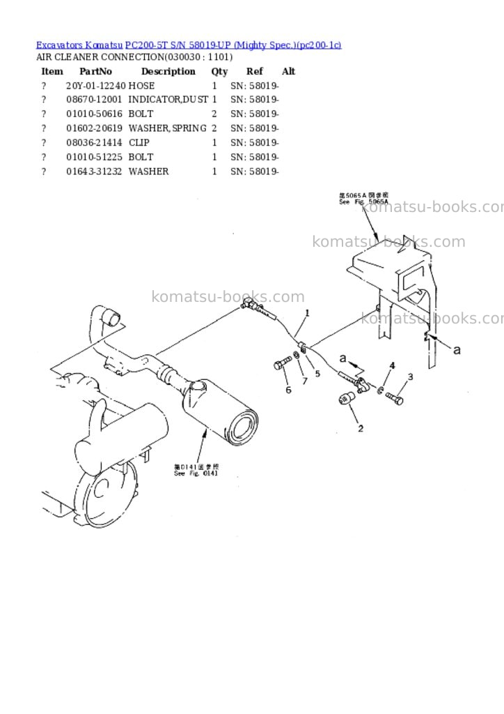 Komatsu pc200-5t s/n 58019-up mighty spec. Parts catalog cover Page 2 Komatsu pc200-5t s/n 58019-up mighty spec. Parts catalog cover Page 2