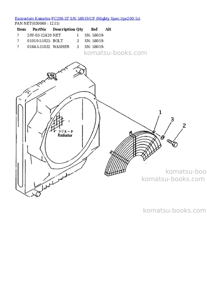 Komatsu pc200-5t s/n 58019-up mighty spec. Parts catalog cover Page 5 Komatsu pc200-5t s/n 58019-up mighty spec. Parts catalog cover Page 5