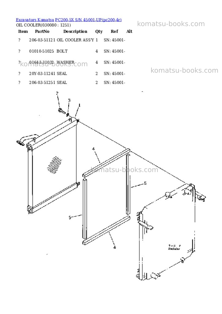 Komatsu PC200-5X S/N 45001-UP Parts catalog cover Page 7 Komatsu PC200-5X S/N 45001-UP Parts catalog cover Page 7