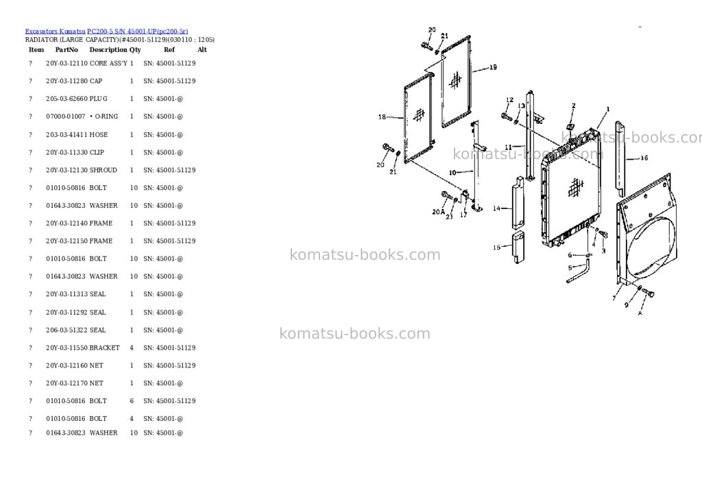 Komatsu PC200-5 S/N 45001-UP Parts catalog cover Page 10 Komatsu PC200-5 S/N 45001-UP Parts catalog cover Page 10