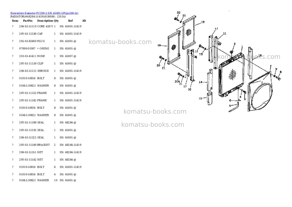 Komatsu PC200-5 S/N 45001-UP Parts catalog cover Page 7 Komatsu PC200-5 S/N 45001-UP Parts catalog cover Page 7