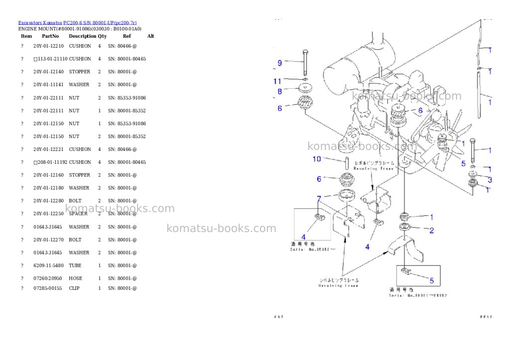 Komatsu pc200-6 s/n 80001-up overseas version Parts catalog cover Page 2 Komatsu pc200-6 s/n 80001-up overseas version Parts catalog cover Page 2