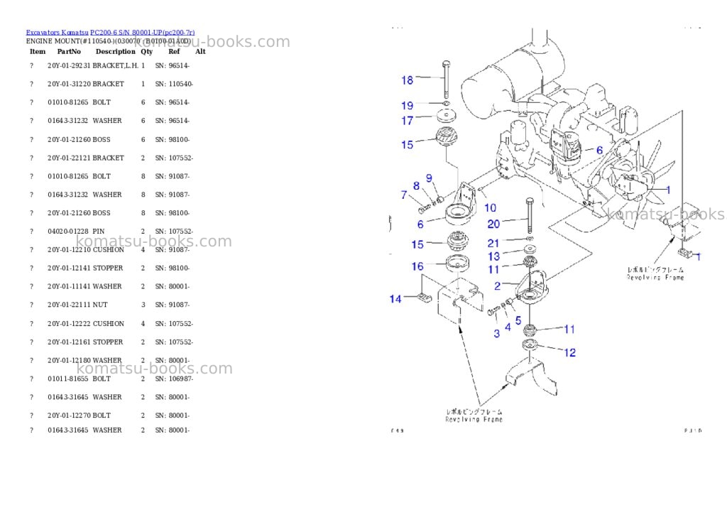 Komatsu pc200-6 s/n 80001-up overseas version Parts catalog cover Page 6 Komatsu pc200-6 s/n 80001-up overseas version Parts catalog cover Page 6