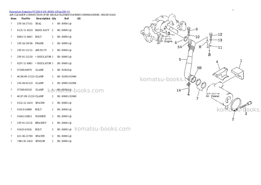 Komatsu pc200-6 s/n 80001-up overseas version Parts catalog cover Page 7 Komatsu pc200-6 s/n 80001-up overseas version Parts catalog cover Page 7
