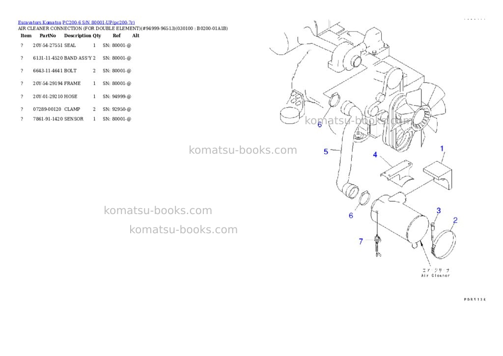 Komatsu pc200-6 s/n 80001-up overseas version Parts catalog cover Page 9 Komatsu pc200-6 s/n 80001-up overseas version Parts catalog cover Page 9