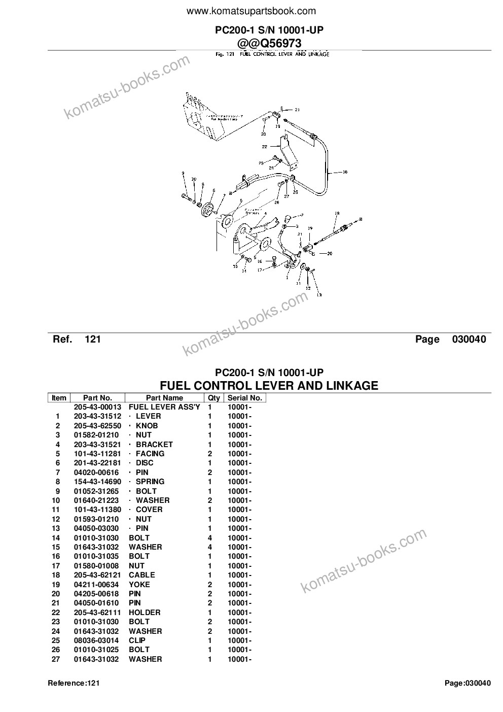 Komatsu PC200-1 S/N 10001-UP Catalogue de pièces couverture Page 6