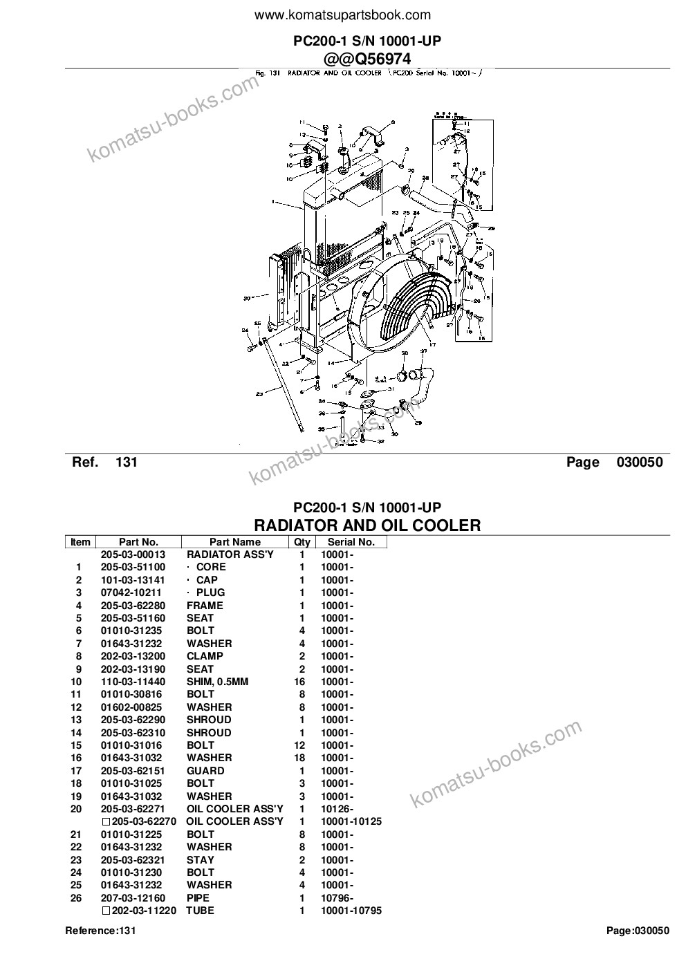 Komatsu PC200-1 S/N 10001-UP Catalogue de pièces couverture Page 7