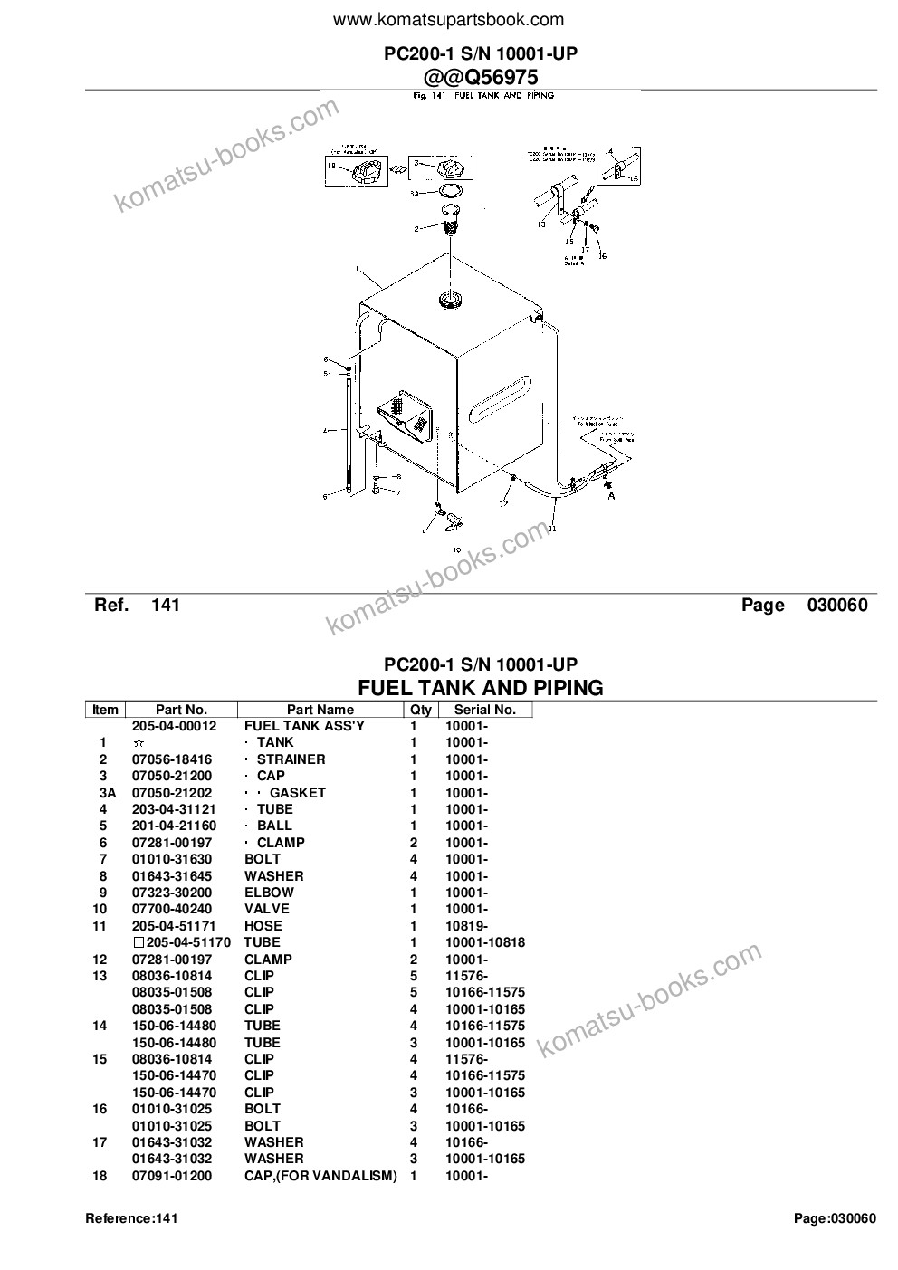 Komatsu PC200-1 S/N 10001-UP Catalogue de pièces couverture Page 9
