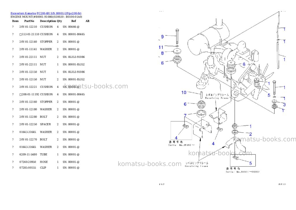 Komatsu pc200-6h s/n 80001-up Parts catalog cover Page 2 Komatsu pc200-6h s/n 80001-up Parts catalog cover Page 2