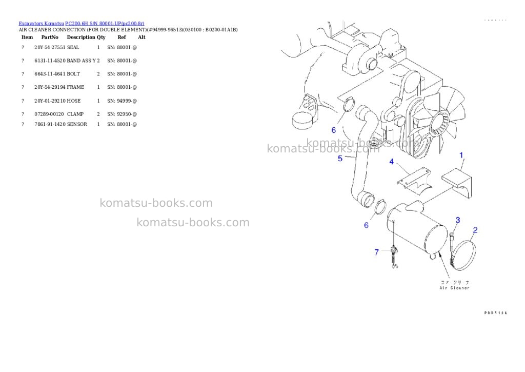Komatsu pc200-6h s/n 80001-up Parts catalog cover Page 9 Komatsu pc200-6h s/n 80001-up Parts catalog cover Page 9