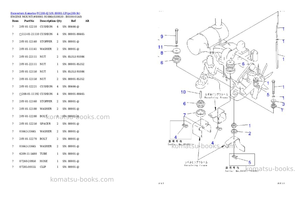 Komatsu pc200-6j s/n 80001-up Parts catalog cover Page 2 Komatsu pc200-6j s/n 80001-up Parts catalog cover Page 2