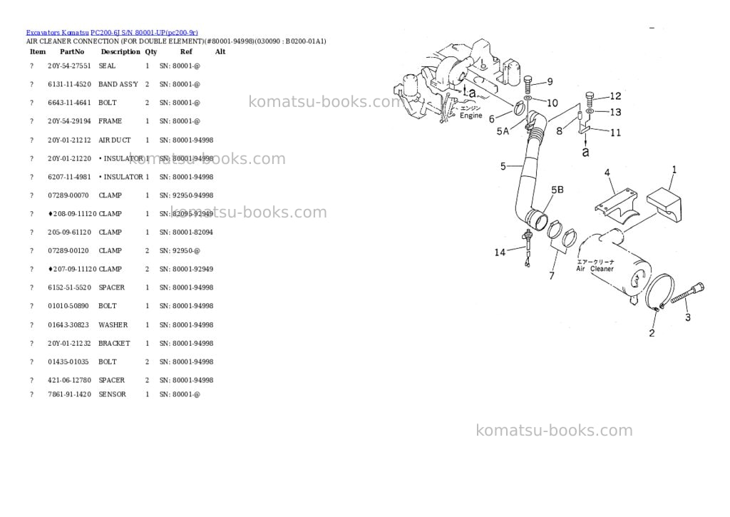 Komatsu pc200-6j s/n 80001-up Parts catalog cover Page 8 Komatsu pc200-6j s/n 80001-up Parts catalog cover Page 8
