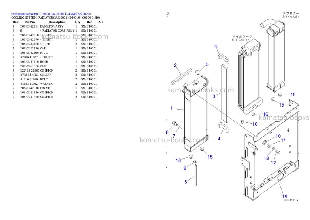 Komatsu PC200-8 S/N 310001-315645 Parts catalog cover Page 7 Komatsu PC200-8 S/N 310001-315645 Parts catalog cover Page 7