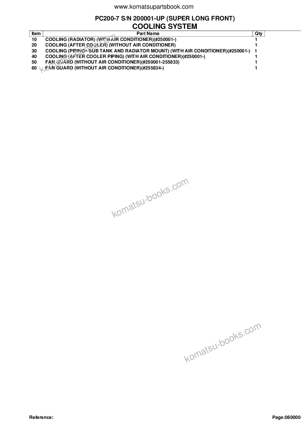 Komatsu PC200-7 S/N 200001-UP (SUPER LONG FRONT) Catalogue de pièces couverture Page 10