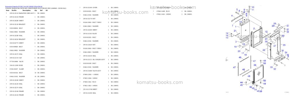 Komatsu PC200-7-AA S/N 200001-UP Parts catalog cover Page 10 Komatsu PC200-7-AA S/N 200001-UP Parts catalog cover Page 10