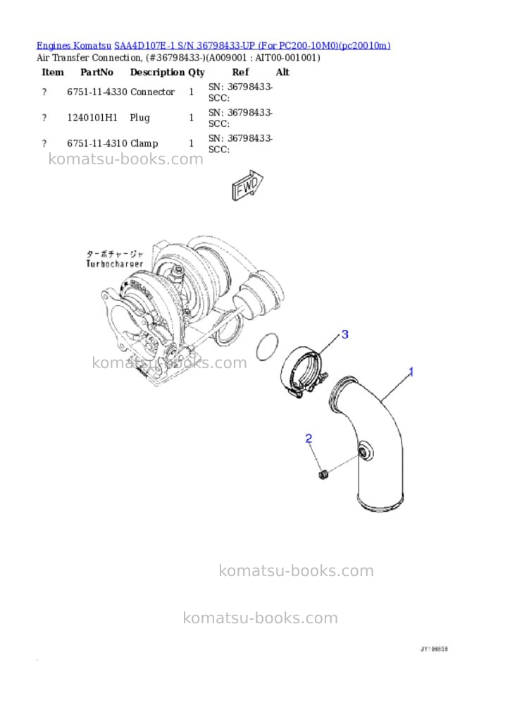 Komatsu SAA4D107E-1 S/N 36798433-UP (For PC200-10M0) Parts catalog cover Page 4 Komatsu SAA4D107E-1 S/N 36798433-UP (For PC200-10M0) Parts catalog cover Page 4