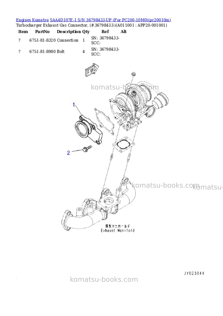 Komatsu SAA4D107E-1 S/N 36798433-UP (For PC200-10M0) Parts catalog cover Page 6 Komatsu SAA4D107E-1 S/N 36798433-UP (For PC200-10M0) Parts catalog cover Page 6